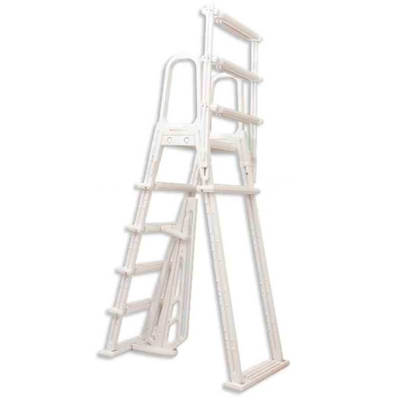 Outside ladder flips up and locks to prevent unwanted entry.