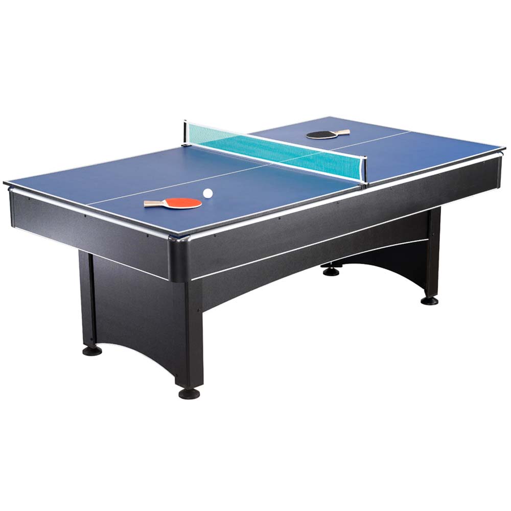 Converts to table tennis with included top.