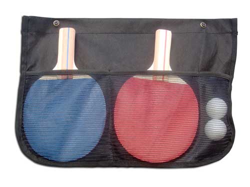 Includes 2 table tennis paddles and 2 ping pong balls with handy storage bag