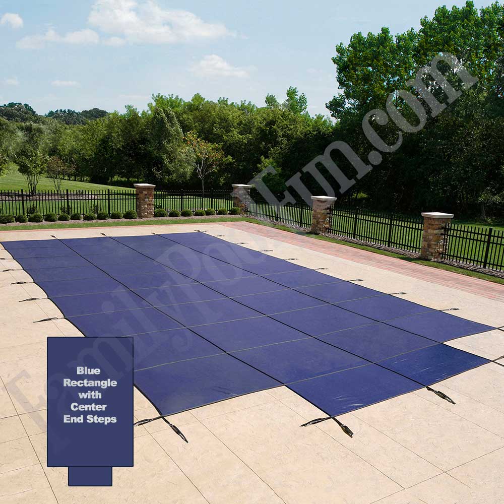 Pool Size 15' x 30' + Center End Step  Cover Size 17' x 32' - Blue