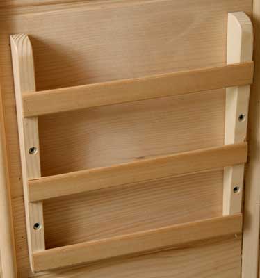 Convenient magazine rack holds reading materials. Convenient magazine rack holds reading materials.