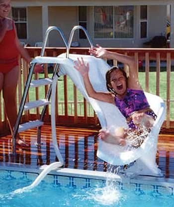 The Zoomerang™ Pool Slide is perfect for families with small kids.