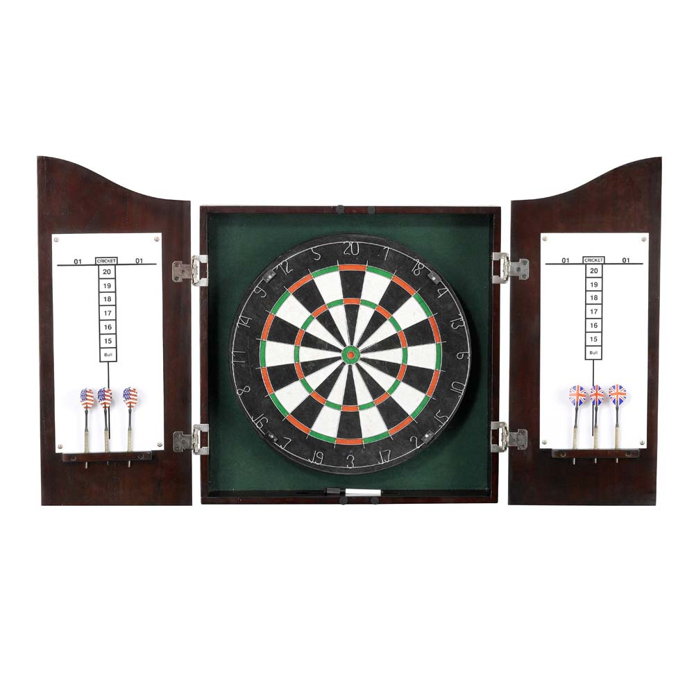 Centerpoint Solid Wood Dart Cabinet Set - Dark Cherry