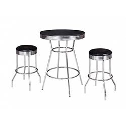 Remington Chrome And Black 3 Piece Pub Table Set