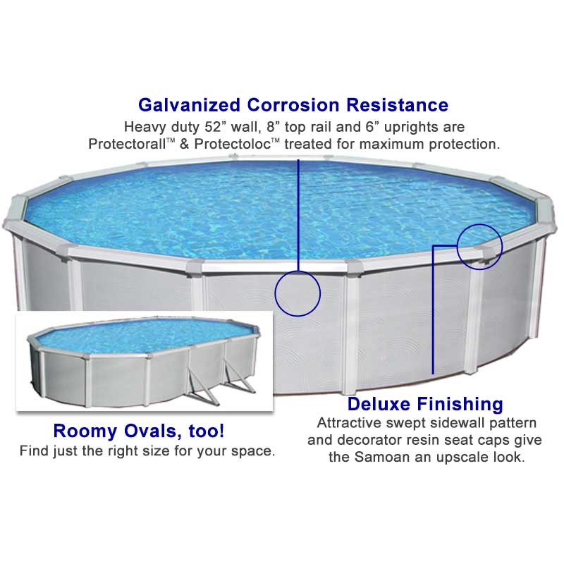 The Samoan pool features a galvanized coating and deluxe finish.