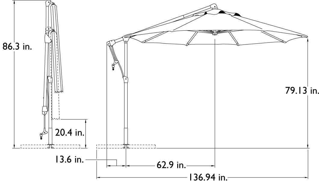 Tobago 10' Octagon Cantilever Umbrella