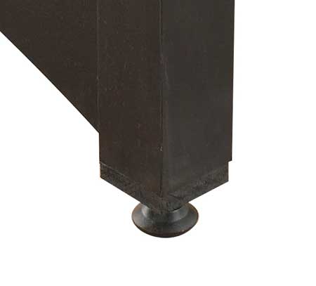 L-shaped legs with leg levelers.
